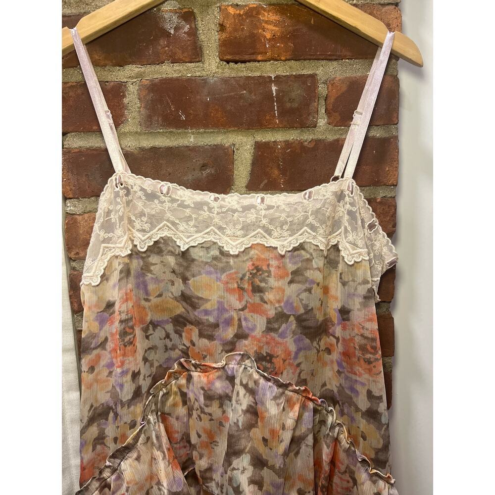 Free People Floral Lace Tiered Ruffle Mini Dress Fairy Grunge Boho L - Picture 5 of 6